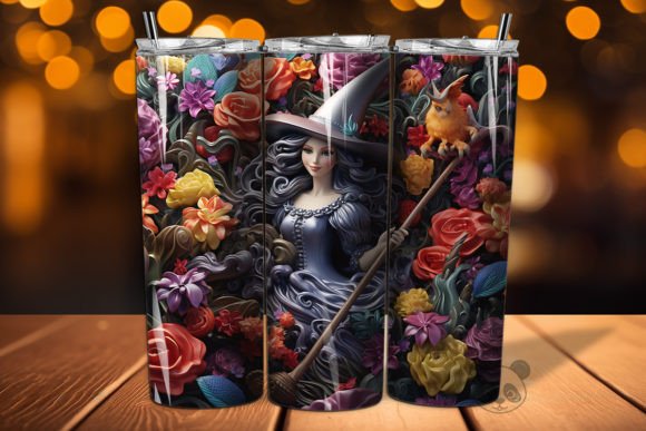 3D Witch Riding a Broom Tumbler Wrap