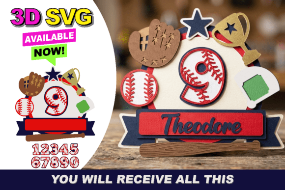 Baseball Cake Topper 3D SVG