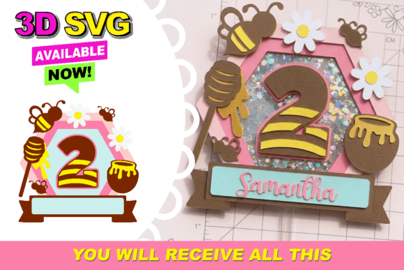 Bee Shaker Cake Topper 3D SVG