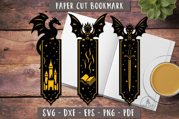 Dragon Bookmarks SVG 3d Fantasy Bookmark