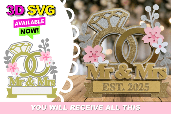 Elevating Milestone Celebrations with the Aniversary Mr and Mrs Topper 3D SVG
