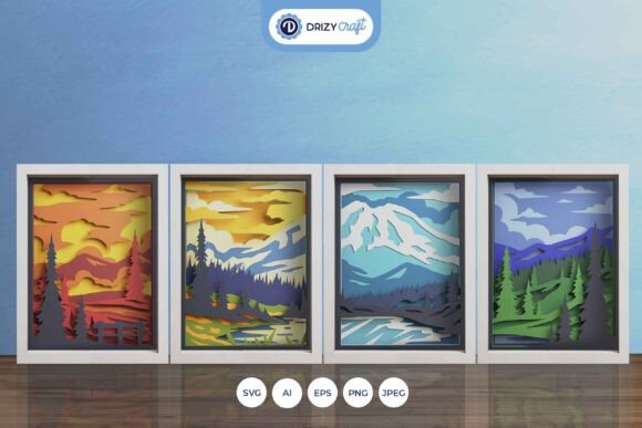 Four Seasons Mount Rainer Continuous 3D: A Versatile Layered Paper Cut Design