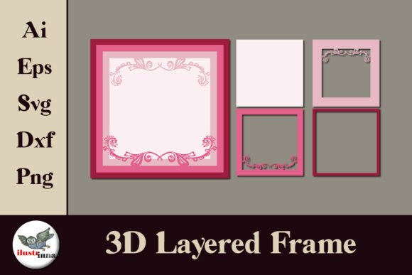 Pink 3D Layered Frame SVG