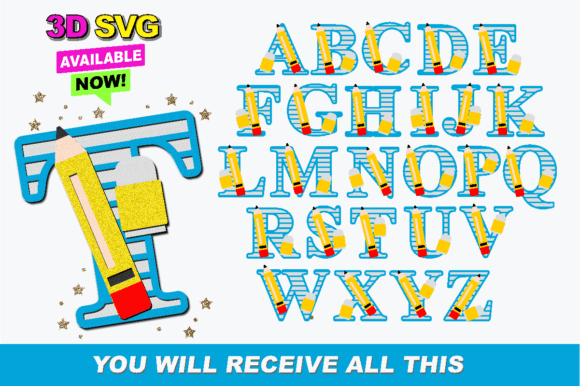 Teacher Alphabet 3D SVG