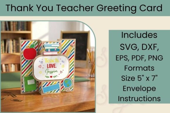 Teacher Thank You Card SVG, 3D Pop out